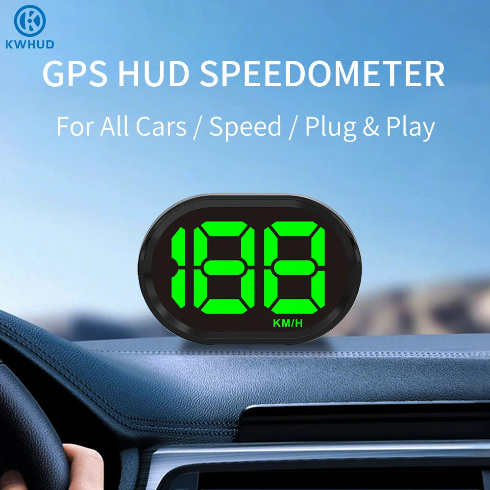 Compteur de vitesse GPS vert sur tableau de bord de voiture, affichant 188 km/h.