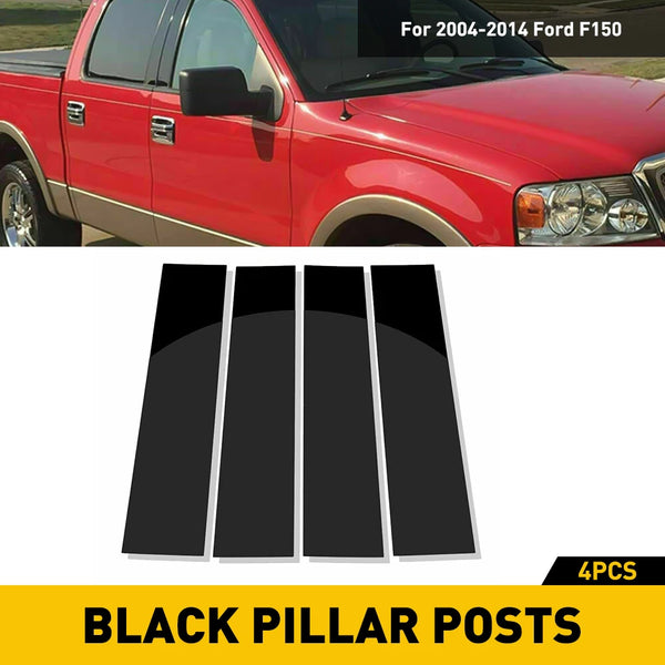 Four black pillar posts for a Ford F-150 window door trim.