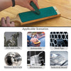A hand is polishing a dark green metal surface with a wooden bar, demonstrating the product's use in various scenarios.