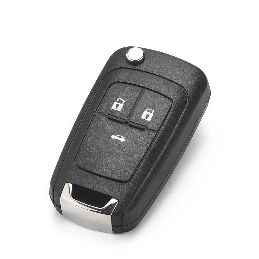 A black flip remote car key for Chevrolet, Opel, and Vauxhall models.