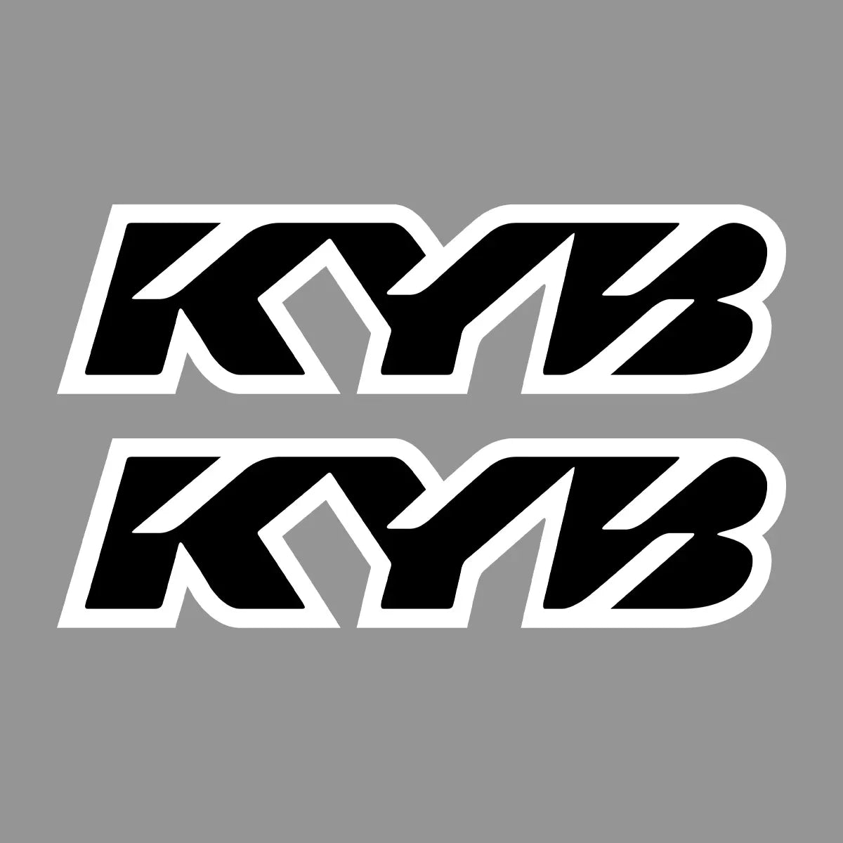 Black and white stylized KYB racing suspension decals.