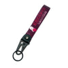 Dunklviolettes Lanyards mit Anime-Charakter-Grafik, als Schlüsselanhänger verwendet.