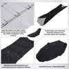 Black universal motorbike seat cover showing seams, waterproof material texture, and folded product.