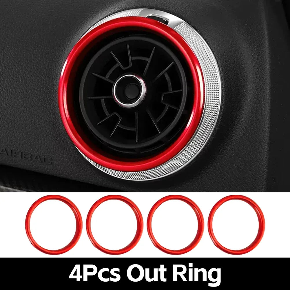 Four red rubber out rings for interior air vent trim covers