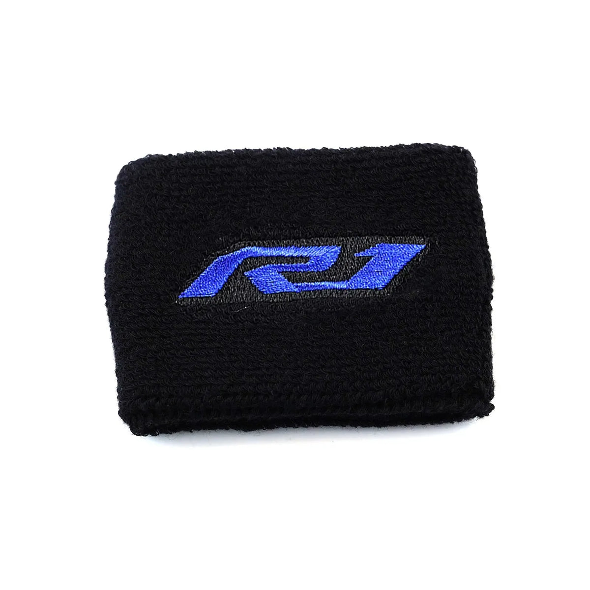 Housse en tissu noir avec un logo de bande de course bleue à l'avant