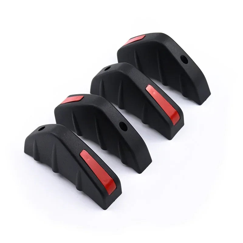Black ABS plastic universal rear bumper spoiler lip kit with red accents