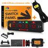 An RGB slim switch panel with a wireless remote and extension cable shown alongside various components.