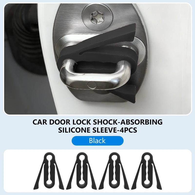 Black silicone shock-absorbing sleeve door lock protection pads for car doors