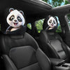 Black car seat headrest covers featuring panda designs for decorative protection