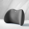 A gray ergonomic memory foam neck and lumbar pillow set resting on a white surface.