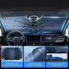 Foldable car windshield sunshade with extended edge design and flexible memory spring for UV protection
