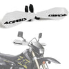 Kit de protection de guidon blanc pour moto, montrant les poignées et les composants de fixation.
