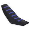 Black motorbike seat cover with blue stripes for off-road bikes