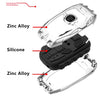 A set of protective covers made of zinc alloy and silicone for a universal car key fob.
