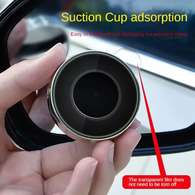 A hand holds a suction cup adsorption film designed to install on a rearview mirror.