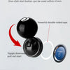 A close-up view of a black car start button cover with a toggle downward pull rod mechanism and double-sided tape.