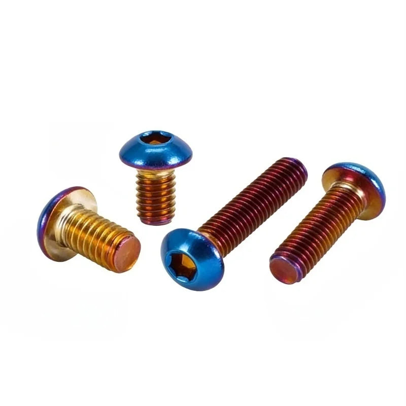 Set of four titanium blue button head hex bolts for motorcycles