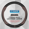 Brown O Shape leather cover for steering wheel