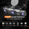 Caméra dashcam quad 1080P compacte multi-canaux montée dans l'habitacle d'une voiture.