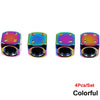 Set of four colorful aluminum dice valve caps for tires