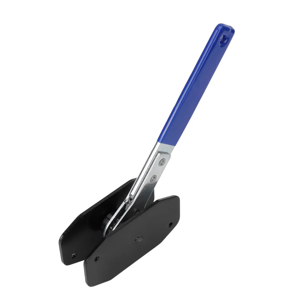 A professional brake caliper spreader tool with a blue handle and black jaws.