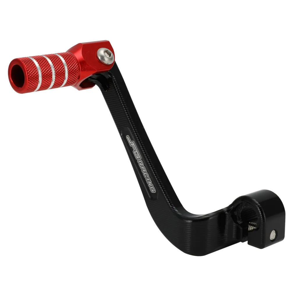 Red and black CNC foldable aluminum gear shift lever for Honda CRF110F and Yamaha TTR110E motorcycles