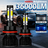 Une paire d'ampoules de phare LED 360 degrés blanches et bleues à côté d'une voiture de sport.