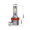 A silver LED headlight bulb with a red base and a cylindrical body, shown in a side view.