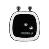 A black and white cartoon panda car seat cushion set with small paw print details.
