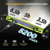 A portable battery light in lime green with multiple illumination modes and a Type-C charging cable.