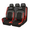 A set of nine black PU leather breathable car seat covers for SUV and sedan.