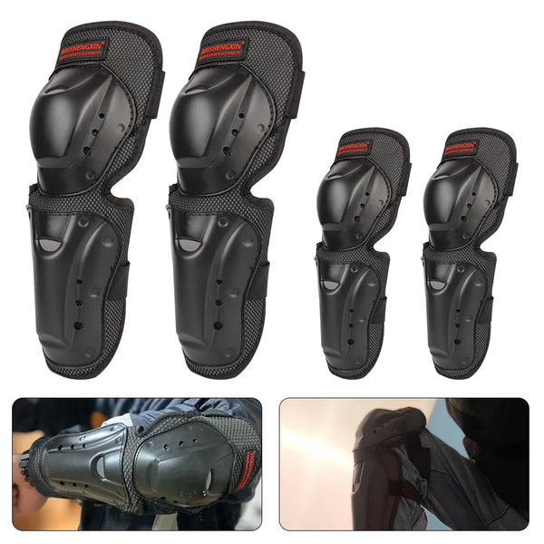 Set of heavy-duty motorcycle and dirt bike protection pads in black for hand and wrist protection