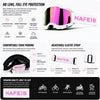 NAFEIB off-road racing goggles with a pink and silver lens and adjustable strap