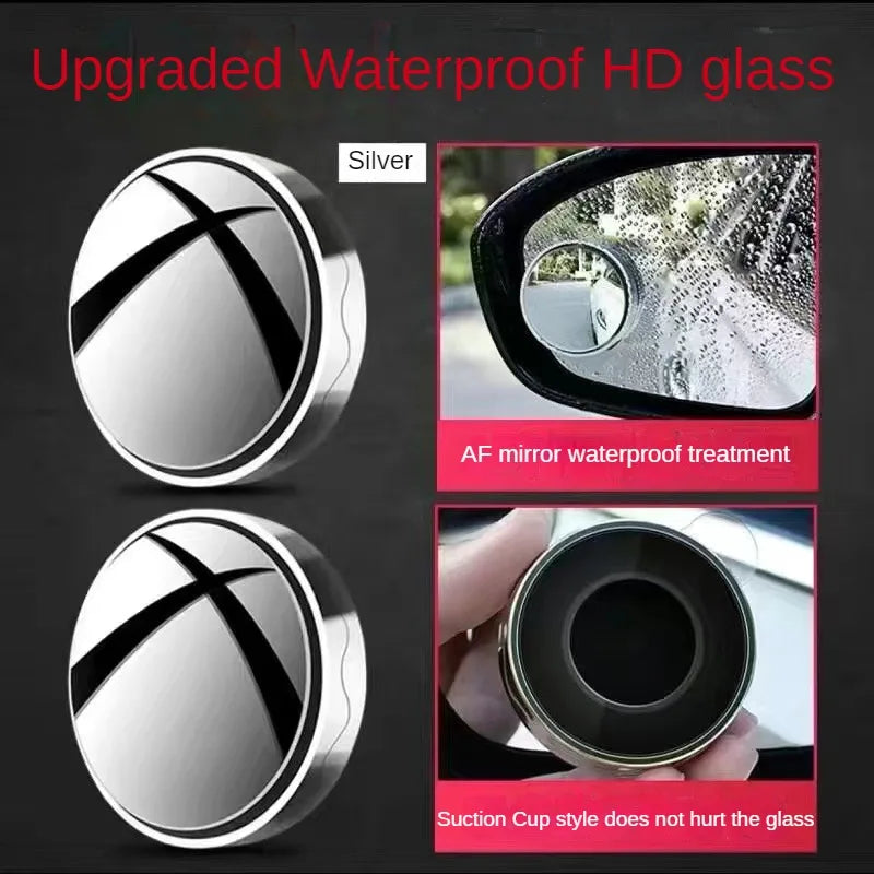 Silver 360 degree suction cup rearview mirror for blind spot