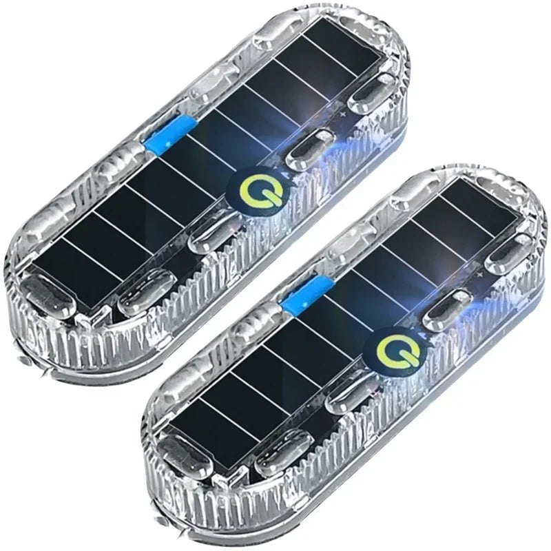 مصباحات تحذير من LED شمسية للسيارات، تظهر منظورين علوي وسفلي.