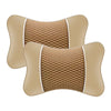 A beige universal car headrest pillow designed for neck comfort, shown in a folded state.