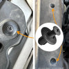 Close-up of a plastic rivet or push pin fastener used to secure a car bumper, showing the installation process.