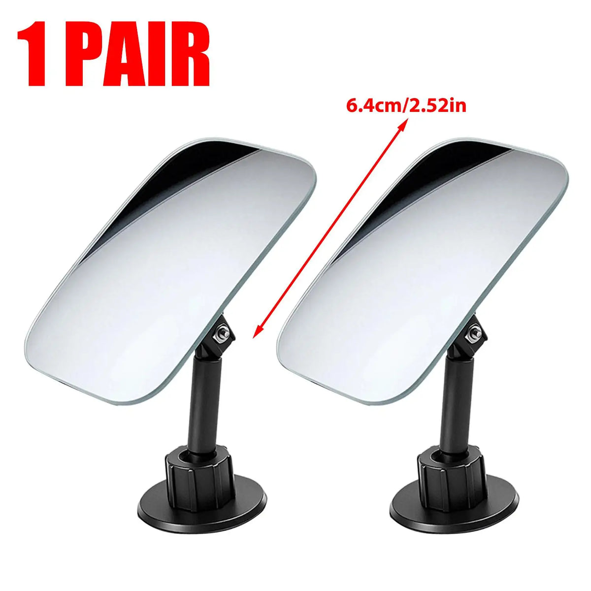 A pair of 360° adjustable HD blind spot mirrors for car safety, shown in black.