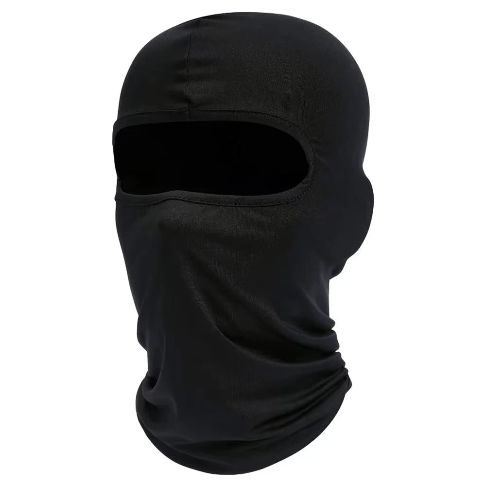 Balaclava noire couvrant la tête et le cou.