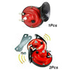 A single red electric snail horn with a black housing and mounting hardware.