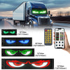 A truck is shown alongside various 2-in-1 LED pixel panels with app control, including green, blue, and red eyes.