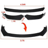 Black universal front bumper lip and side skirt kit components shown with various measurements.