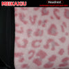 Close-up of a pink leopard print plush fabric used for car headrest pillow covers.