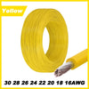 Yellow insulated multi-stranded copper wire in a spool with a cut end shown.