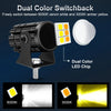 Dual Color Switchback LED driving light showing 6000K white and 3000K amber yellow options