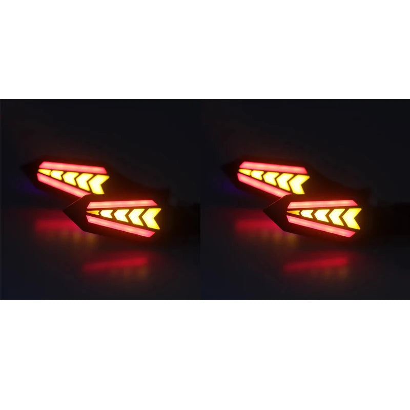 Ein Paar universelle Motorrad-LED-Blinker mit einem hellgelb-weißen Blinkmuster.