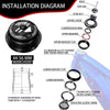 Installation diagram showing components of a 44-56 mm headset including bearing, cups, and bolts.