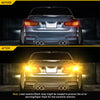Before and after comparison of a car's taillight and brake light assembly installation.