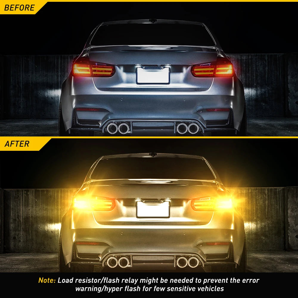 Before and after comparison of a car's taillight and brake light assembly installation.