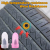 A compact tire repair kit with reusable rubber plugs is shown on a tire tread, demonstrating high temperature and wear resist